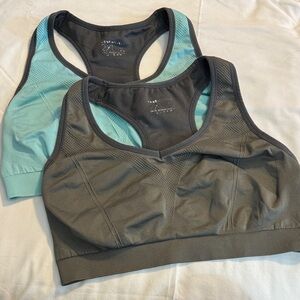 Sport Essentials Seamless Sports Bra Set - Charcoal and Aqua 2x